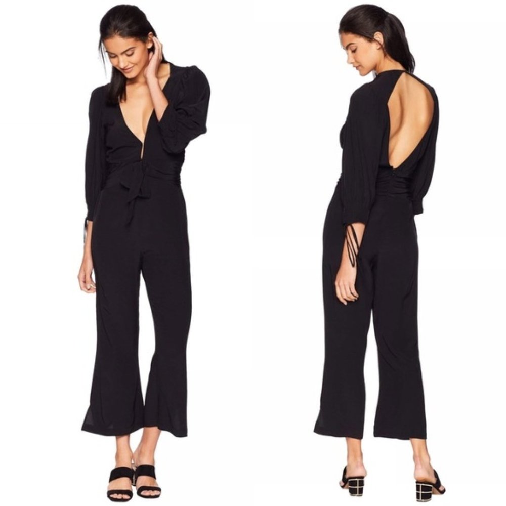 For Love And Lemons Georgi Plunge Jumpsuit Black Size XS NWT - Picture 4 of 14